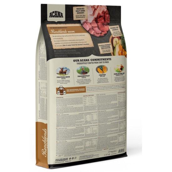 ACANA Highest Protein Ranchlands – hrană uscată fără cereale pentru câini, bogată în proteine, 11,4 kg